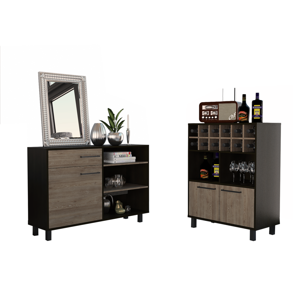 Bar Bajo + Bife Kaia Color Wengue y Miel Para Sala De Estar